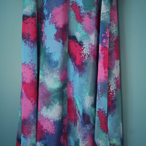 bar III Womens Size 2 Watercolor Flowy V Neck Long Sleeve Dress NWT - Picture 7 of 16